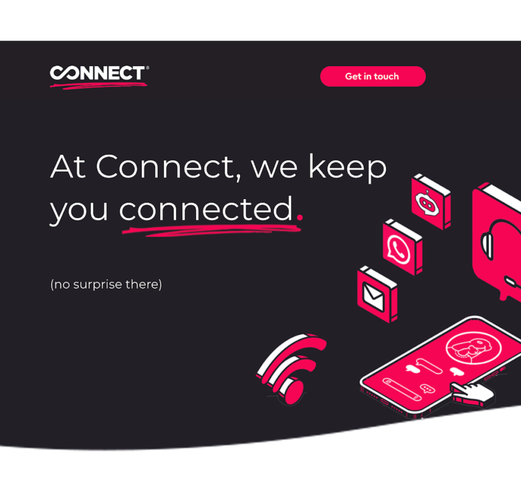 A screenshot of a campaign landing page for a company called Connect